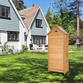 63" Outdoor Lockable Wooden Storage Shed Garden Tool Cabinet with 5 Shelves