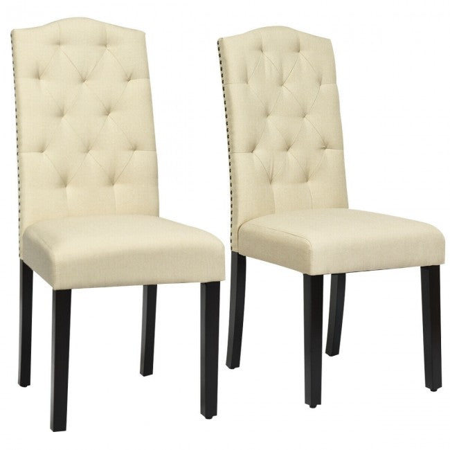 Set of 2 Tufted Upholstered Dining Chairs