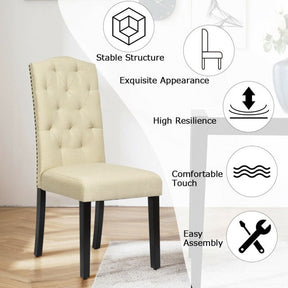Set of 2 Tufted Upholstered Dining Chairs
