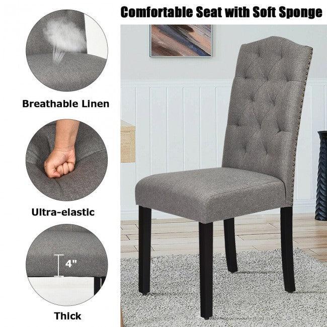 Set of 2 Tufted Upholstered Dining Chairs