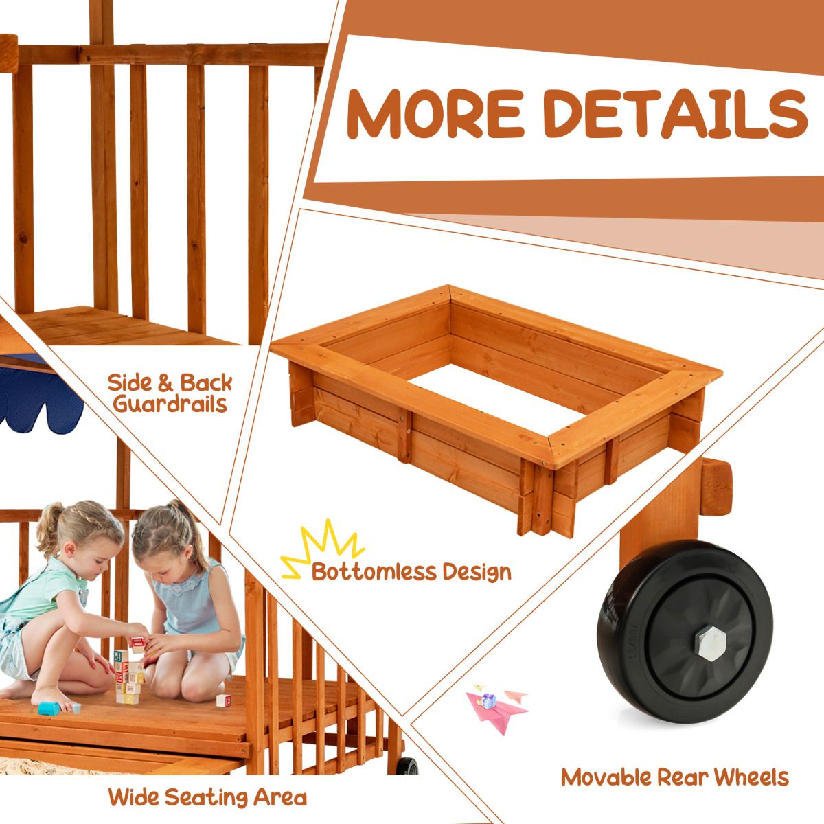 Children Play Station with Playhouse and Sandbox for Yard and Beach