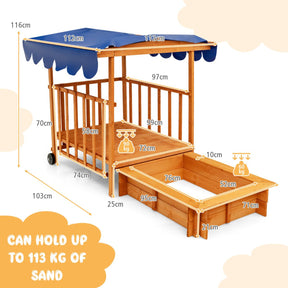 Children Play Station with Playhouse and Sandbox for Yard and Beach