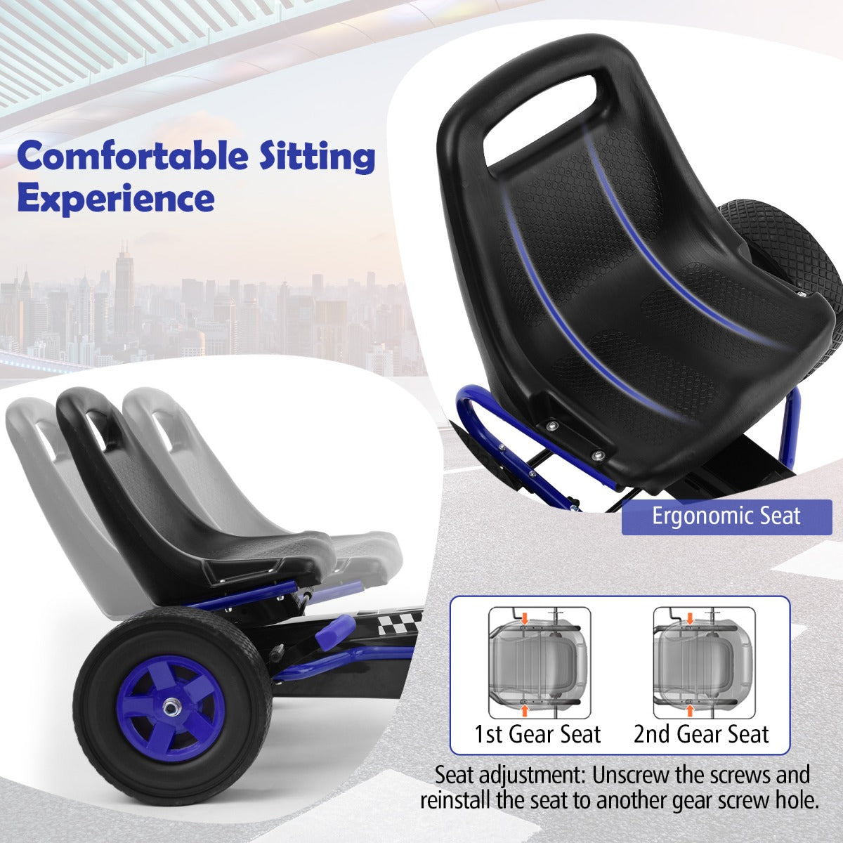 Kids Ride On Pedal Go Kart with Steering Wheel for Kids Ages 3-8