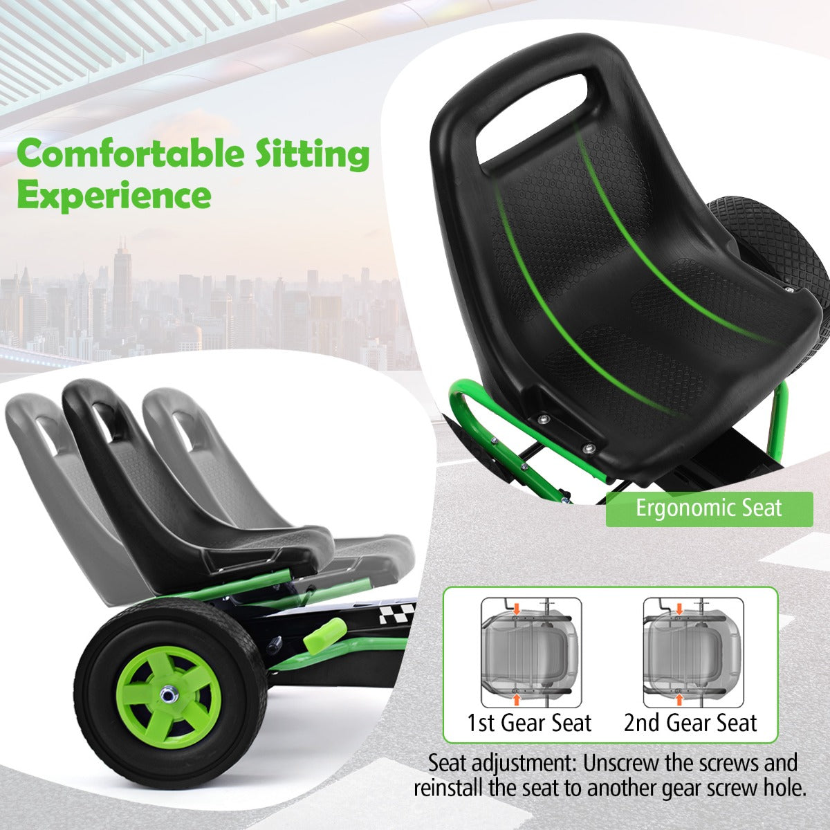 Kids Ride On Pedal Go Kart with Steering Wheel for Kids Ages 3-8