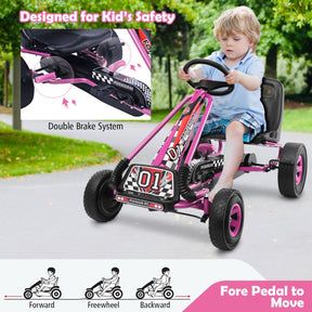 Kids Ride On Pedal Go Kart with Steering Wheel for Kids Ages 3-8