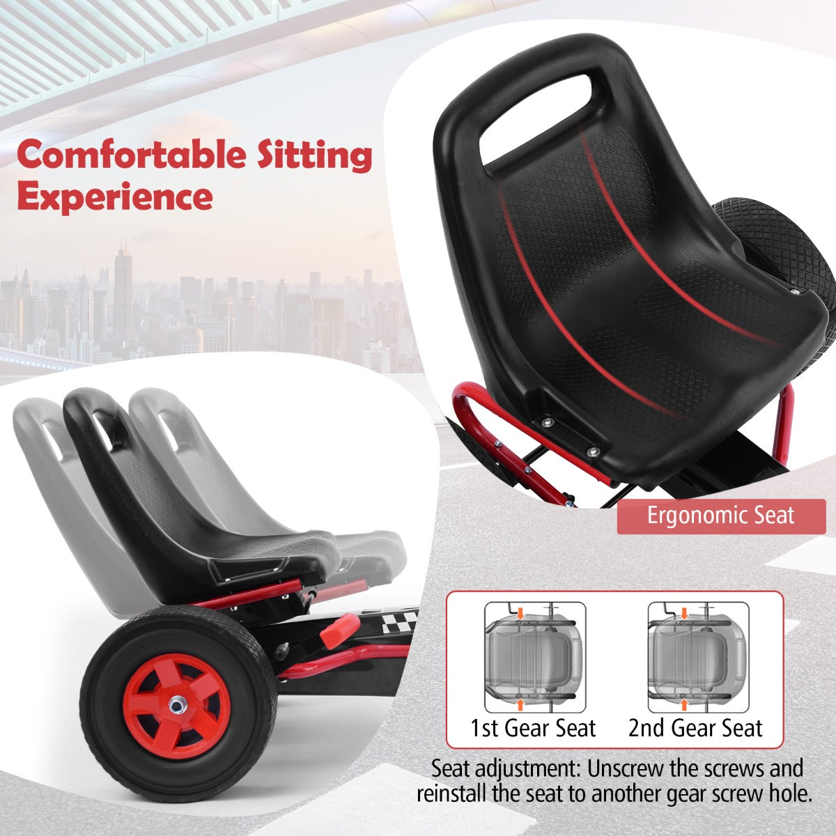 Kids Ride On Pedal Go Kart with Steering Wheel for Kids Ages 3-8