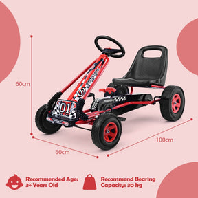 Kids Ride On Pedal Go Kart with Steering Wheel for Kids Ages 3-8