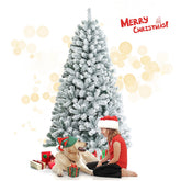 Hikidspace 1.8M White Artificial Holiday Christmas Tree with 600 PVC Tips for Christmas Decoration