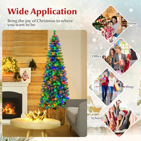 1.98/2.29 M Artificial Pencil Christmas Tree with Tips and LED Lights