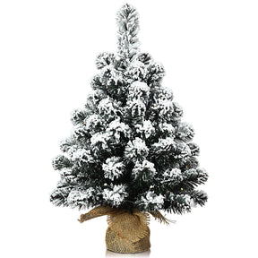 67cm Pre-Lit Snow Flocked Tabletop Christmas Tree with 8 Flash Modes
