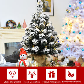 67cm Pre-Lit Snow Flocked Tabletop Christmas Tree with 8 Flash Modes