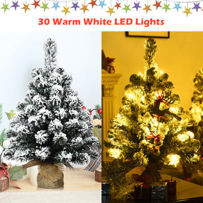 67cm Pre-Lit Snow Flocked Tabletop Christmas Tree with 8 Flash Modes