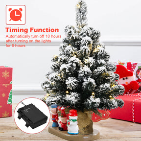 67cm Pre-Lit Snow Flocked Tabletop Christmas Tree with 8 Flash Modes