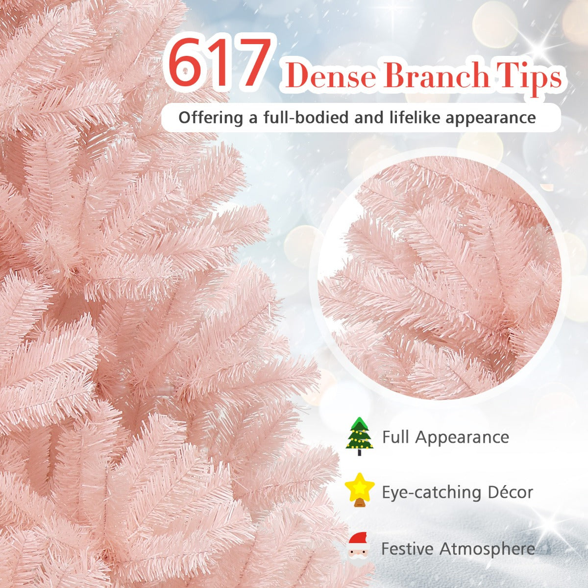 1.8 M Artificial Hinged Christmas Tree with Sturdy Metal Stand for Home