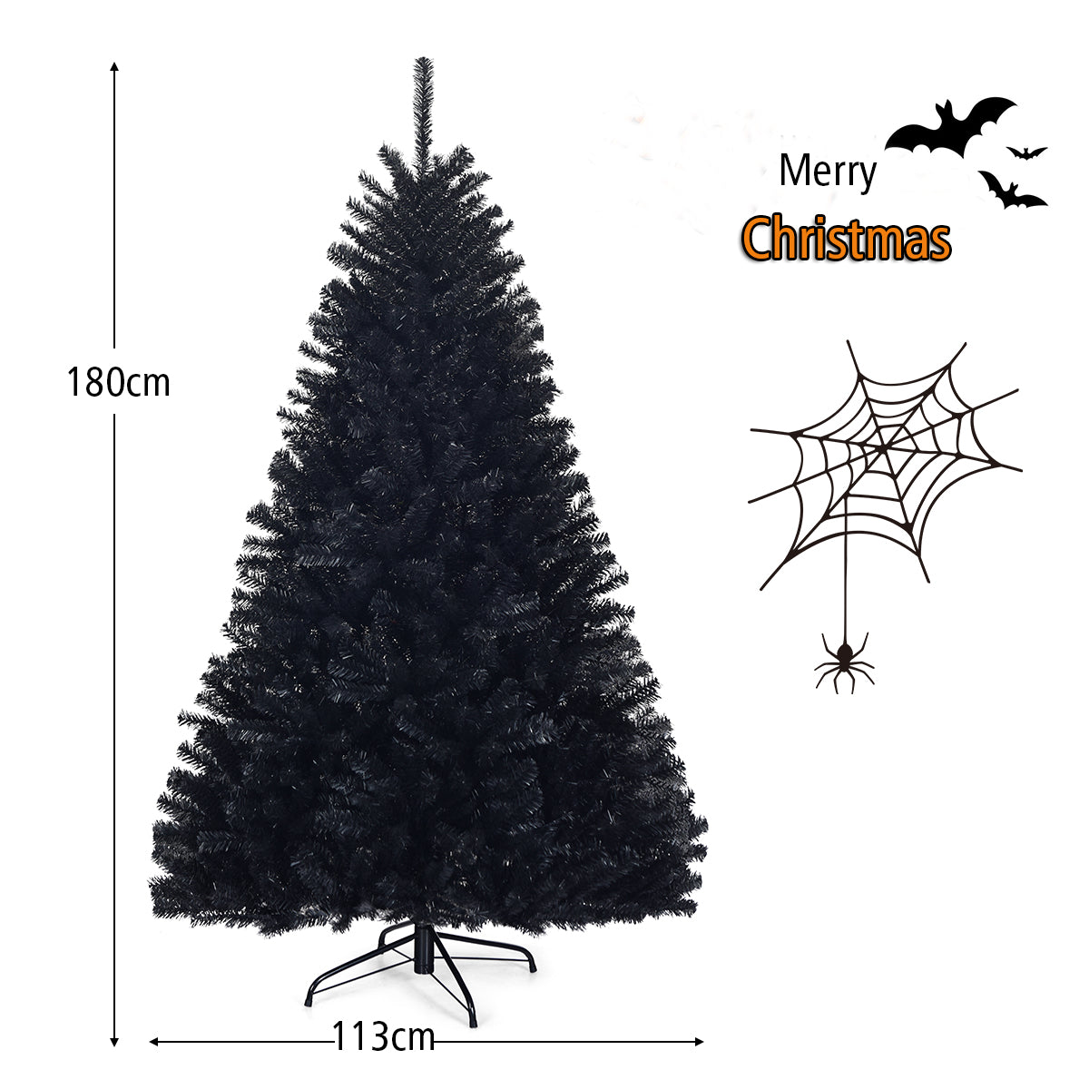 1.8 M Artificial Halloween Christmas Tree with Solid Metal Legs for Indoor