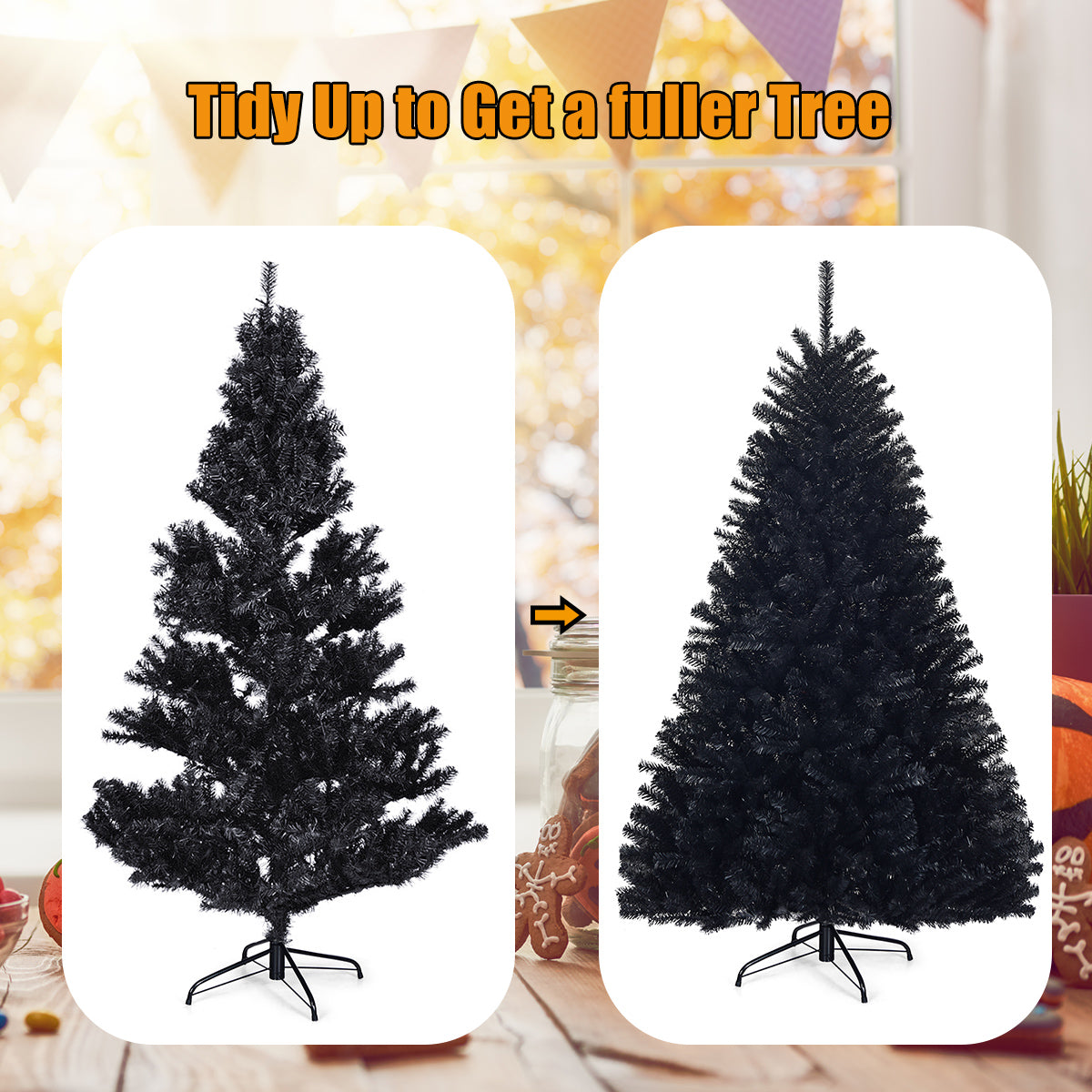 1.8 M Artificial Halloween Christmas Tree with Solid Metal Legs for Indoor