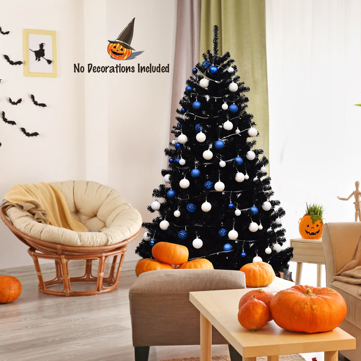 1.8 M Artificial Halloween Christmas Tree with Solid Metal Legs for Indoor