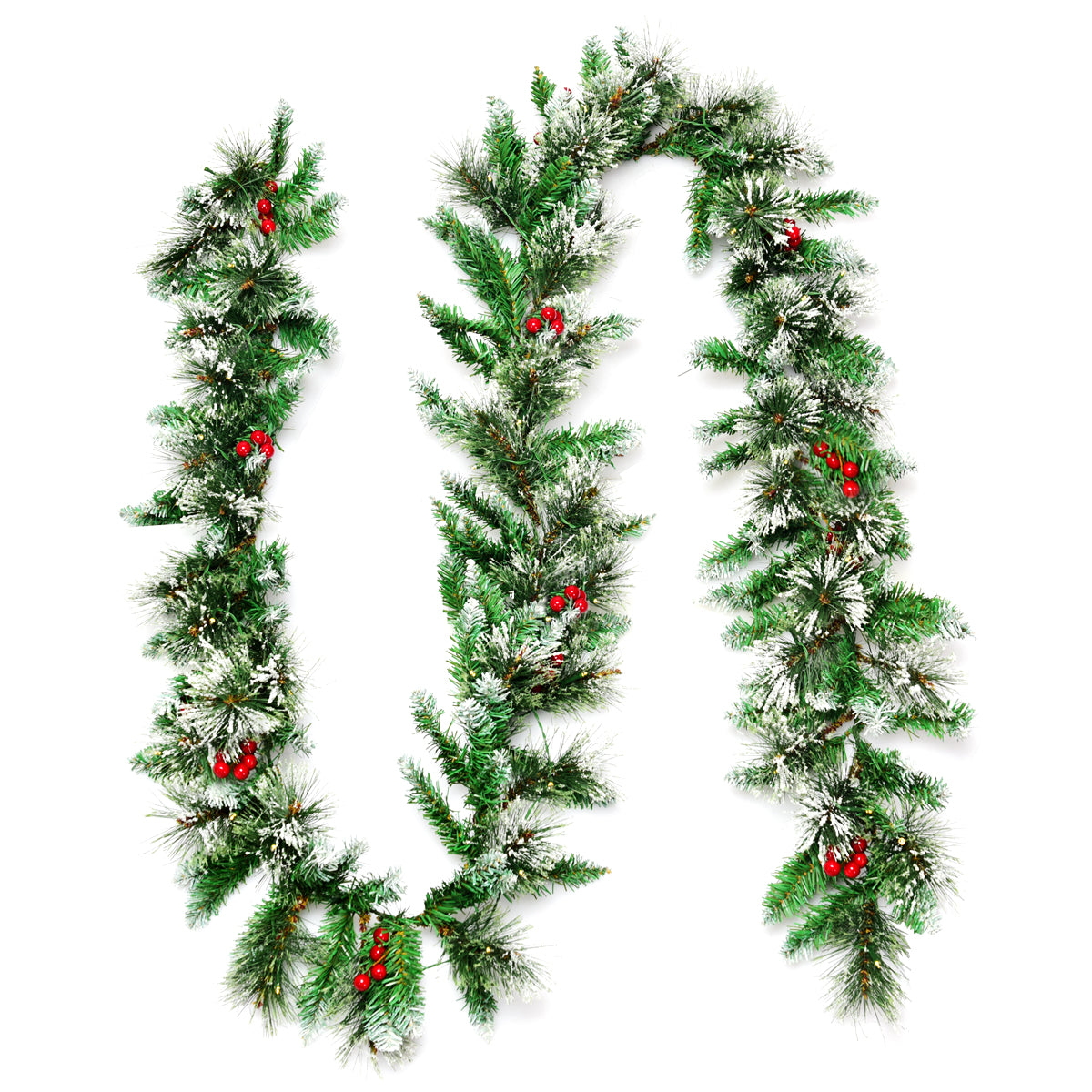 2.7M Artificial Christmas Wreath Rattan with Pine Needles and Red Berries