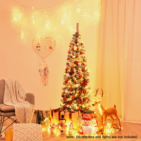 Slim Snow Flocked Christmas Tree for Home Decoration