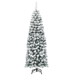 Slim Snow Flocked Christmas Tree for Home Decoration