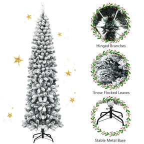 Slim Snow Flocked Christmas Tree for Home Decoration & Gift