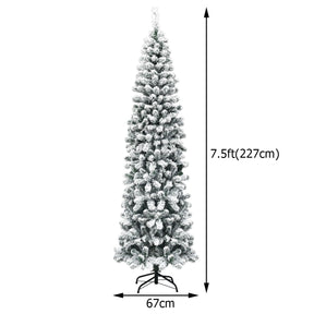Slim Snow Flocked Christmas Tree for Home Decoration & Gift