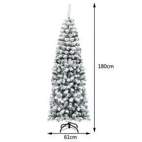 1.4/1.8/2.27M Snow Flocked Prelit Christmas Tree with LED Lights