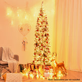 Pre Lit Snowy Slim Snow Flocked Christmas Tree for Home Decoration