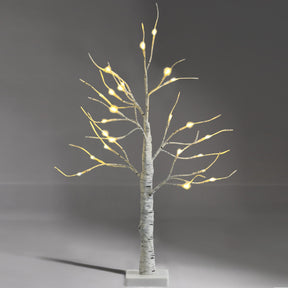 Lighted Tabletop Artificial Twig Birch Tree with 24 Warm White LED Lights for Christmas