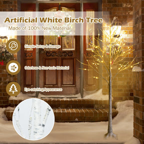 1.5/1.8 M Artificial Twig Birch Tree with 72/96 Warm White LED Lights for Christmas