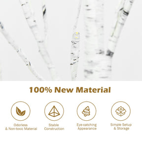 1.5/1.8 M Artificial Twig Birch Tree with 72/96 Warm White LED Lights for Christmas