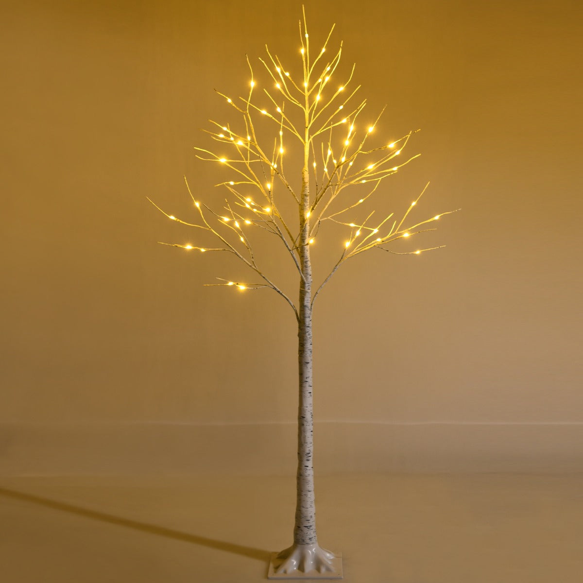 1.5/1.8 M Artificial Twig Birch Tree with 72/96 Warm White LED Lights for Christmas