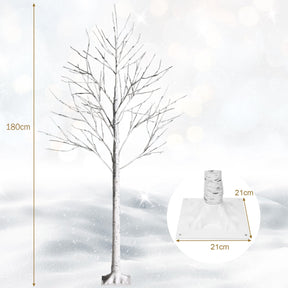 1.5/1.8 M Artificial Twig Birch Tree with 72/96 Warm White LED Lights for Christmas