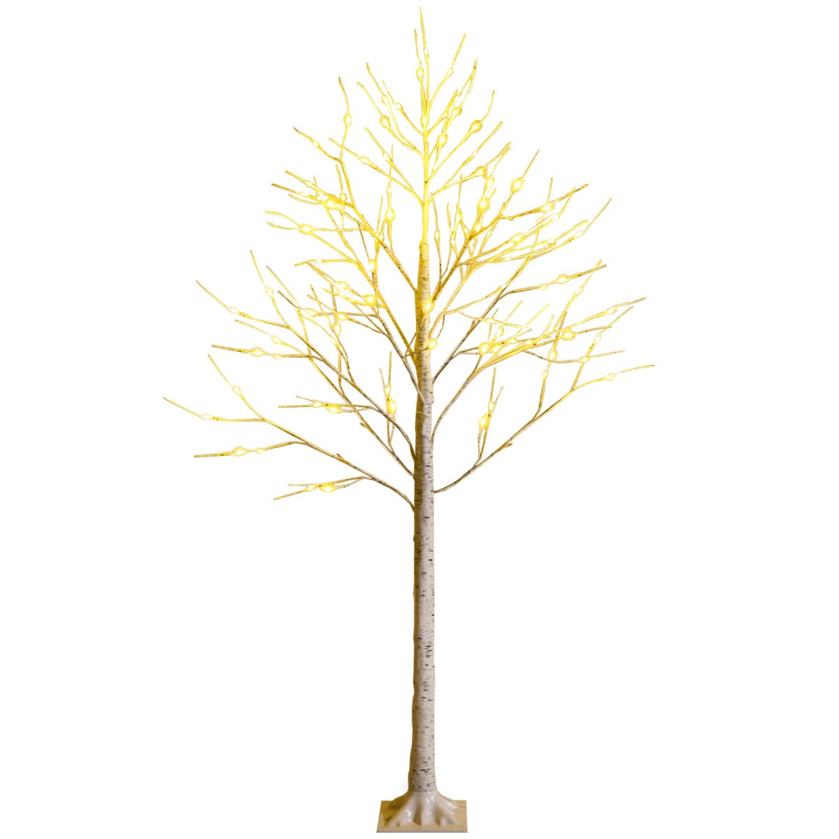 1.5/1.8 M Artificial Twig Birch Tree with 72/96 Warm White LED Lights for Christmas