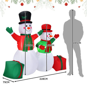 1.82M & 1.52M Christmas Inflatable Snowmen with LED Lights