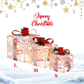 Set of 3 Christmas Lighted Gift Boxes with 60 LED Lights