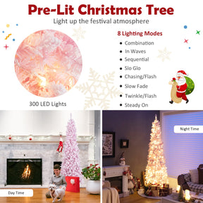 2.1M Pre-Lit Artificial Hinged Christmas Tree with 8 Lighting Modes
