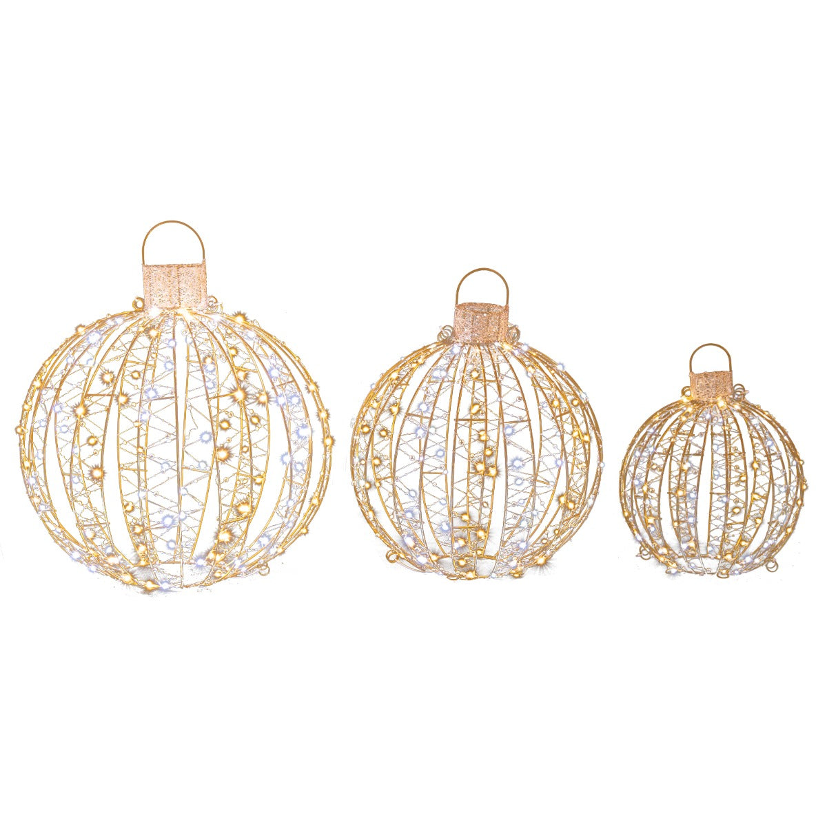 3 Pack Christmas LED Light Balls with 180 Warm Light & 180 White Light