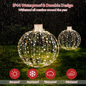 3 Pack Christmas LED Light Balls with 180 Warm Light & 180 White Light