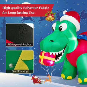 1.83M Inflatable Christmas Dinosaur with LED Lights for Yard & Party
