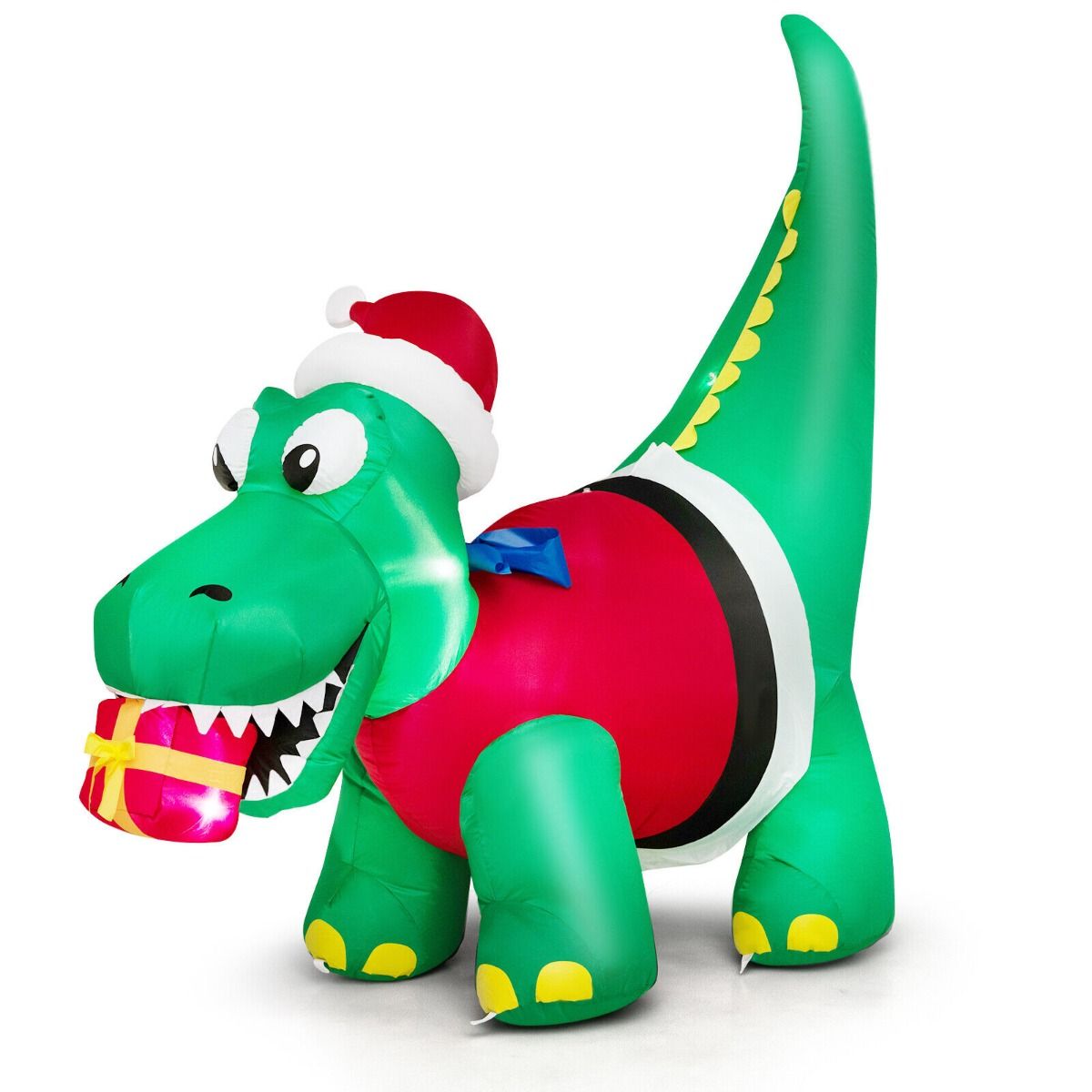 1.83M Inflatable Christmas Dinosaur with LED Lights for Yard & Party