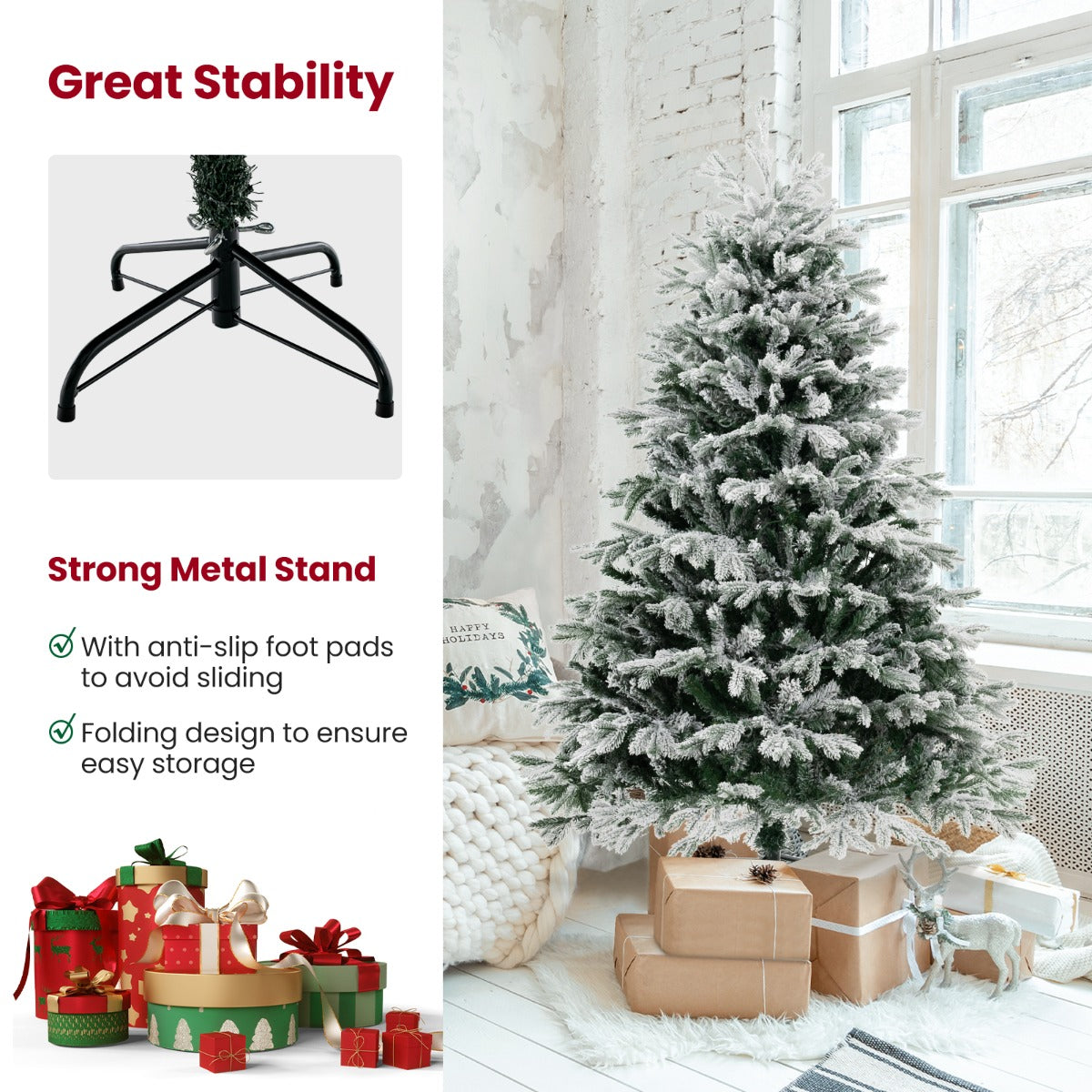 1.8M Artificial Christmas Xmas Tree with 1022 PE PVC Branch Tips for Home/Office