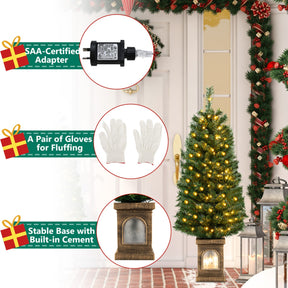 125CM Pre-Lit Potted Christmas Tree with 100 LED Lights-1 piece