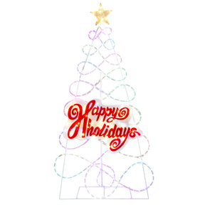 170 CM Outdoor Colorful Christmas Tree with 216 LED Lights for Home & Party