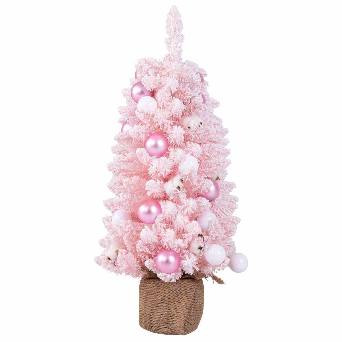Pre-Decorated Tabletop Mini Christmas Tree Xmas Decor w/Snow Flocked Branch Tips