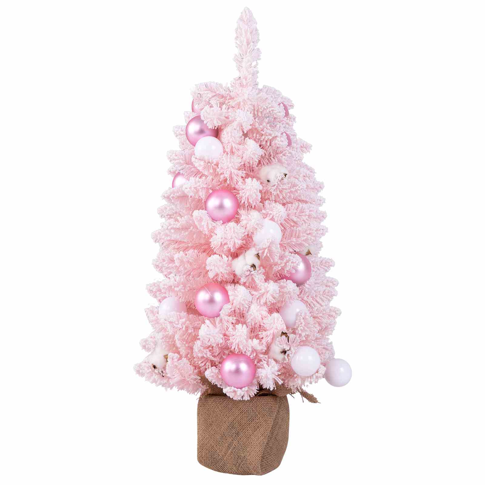 Pre-Decorated Tabletop Mini Christmas Tree Xmas Decor w/Snow Flocked Branch Tips