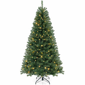 1.8/2.1/2.4M Pre-Lit Christmas Tree Artificial Xmas Decor w/8 Lighting Modes