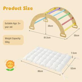 3-in-1 Double-Sided wooden Arch Rocker with Soft Cushion for Kids