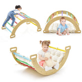 3-in-1 Double-Sided wooden Arch Rocker with Soft Cushion for Kids
