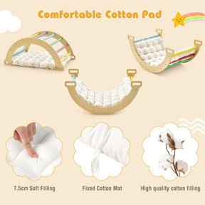 3-in-1 Double-Sided wooden Arch Rocker with Soft Cushion for Kids